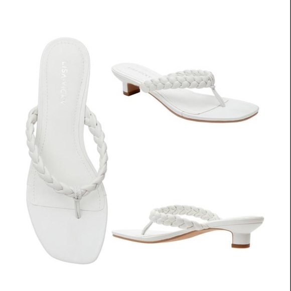 Lisa Vicky Beauty-V White Braided Kitten Heel‎ Sandals – Size 8M - Picture 2 of 11
